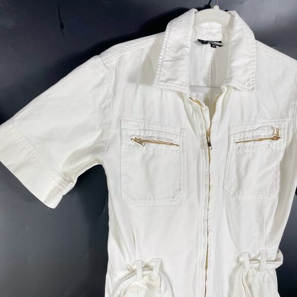 APC Combinaison Hills Romper Denim Off-White Zip Short Sleeve Sz 36 IT / 0 US - Picture 7 of 13
